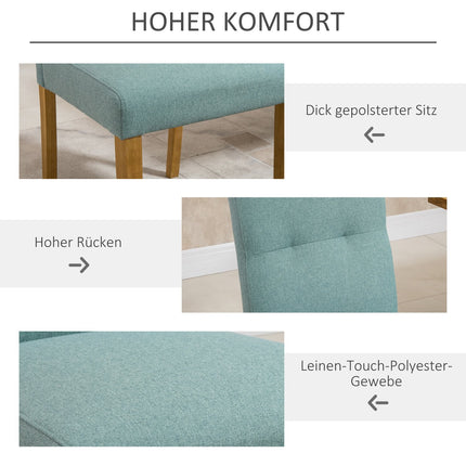Grüne Polster-Esszimmerstühle, 2er-Set – Gepolsterte Leinenstühle