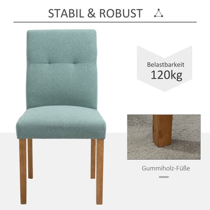 Grüne Polster-Esszimmerstühle, 2er-Set – Gepolsterte Leinenstühle