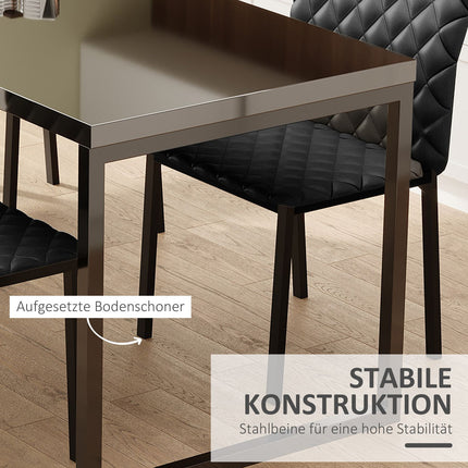 Schwarze Esszimmerstühle aus Kunstleder, 4er-Set, Stahlbeine, gepolstert