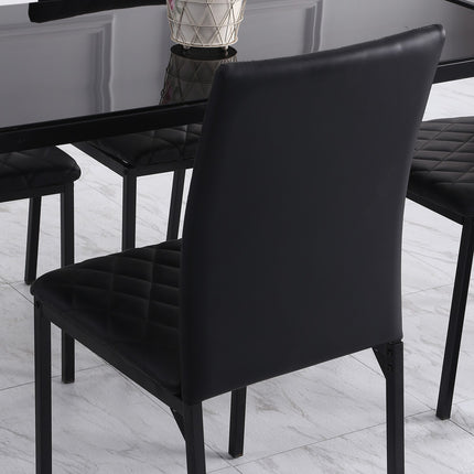 Schwarze Esszimmerstühle aus Kunstleder, 4er-Set, Stahlbeine, gepolstert