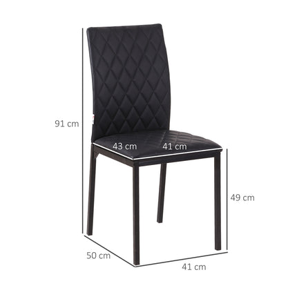 Schwarze Esszimmerstühle aus Kunstleder, 4er-Set, Stahlbeine, gepolstert