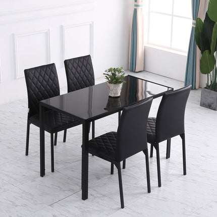 Schwarze Esszimmerstühle aus Kunstleder, 4er-Set, Stahlbeine, gepolstert