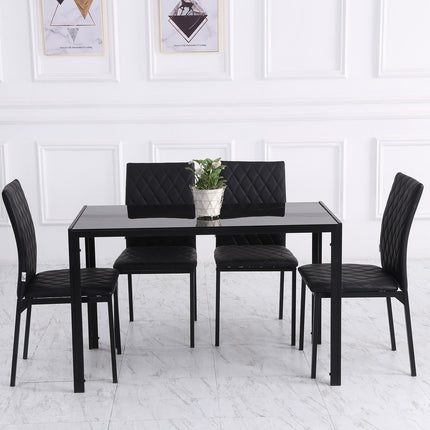 Schwarze Esszimmerstühle aus Kunstleder, 4er-Set, Stahlbeine, gepolstert
