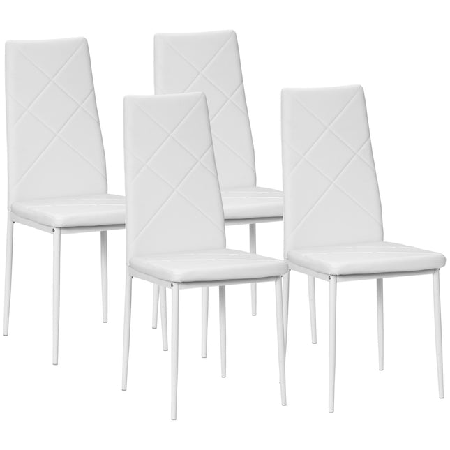 Esszimmerstühle aus weißem Kunstleder, 4er-Set, gepolsterte Sitze