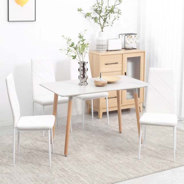 Esszimmerstühle aus weißem Kunstleder, 4er-Set, gepolsterte Sitze