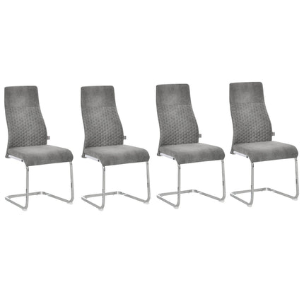 Samt Esszimmerstühle 4er Set, Stahlrahmen, Grau