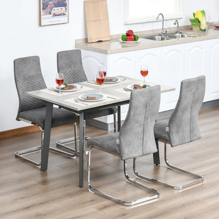 Samt Esszimmerstühle 4er Set, Stahlrahmen, Grau