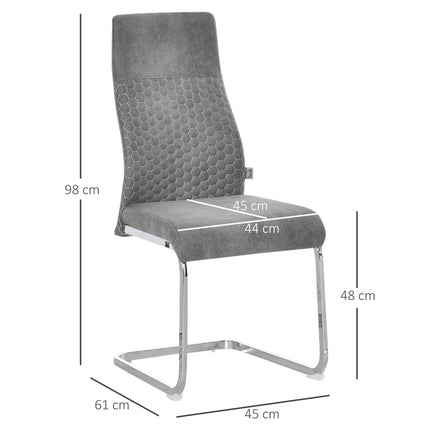 Samt Esszimmerstühle 4er Set, Stahlrahmen, Grau