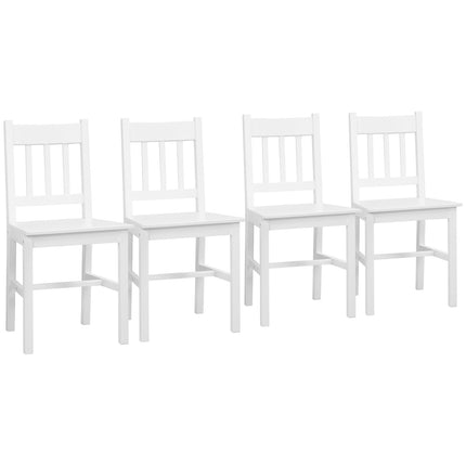 Set aus 4 modernen Esszimmerstühlen, Rückenlehne aus weißer Kiefer