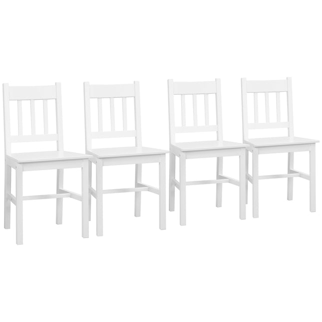Set of 4 modern dining chairs, backrest in white pine
