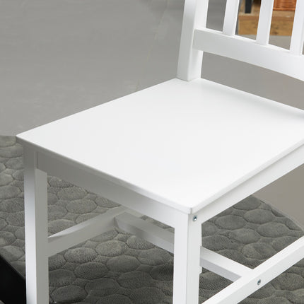 Set aus 4 modernen Esszimmerstühlen, Rückenlehne aus weißer Kiefer