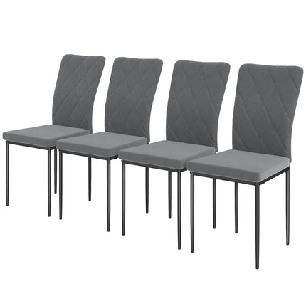 Set of 4 dark gray dining chairs in velvet look with backrest