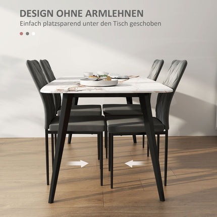 Set of 4 dark gray dining chairs in velvet look with backrest