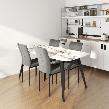 Set of 4 dark gray dining chairs in velvet look with backrest