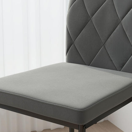 Set of 4 dark gray dining chairs in velvet look with backrest