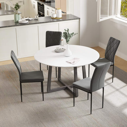 Set of 4 dark gray dining chairs in velvet look with backrest