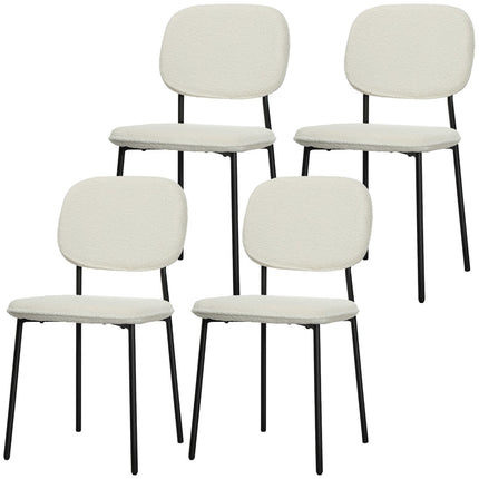 Set of 4 dining chairs in white velvet look with backrest