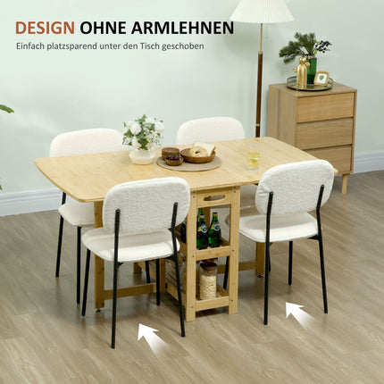 Set of 4 dining chairs in white velvet look with backrest