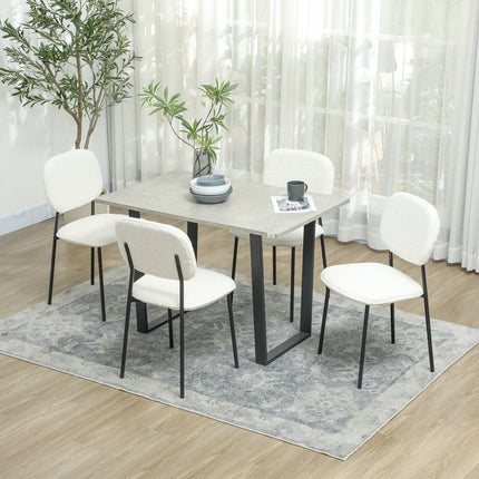 Set of 4 dining chairs in white velvet look with backrest