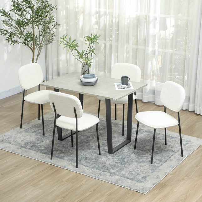 Set of 4 dining chairs in white velvet look with backrest