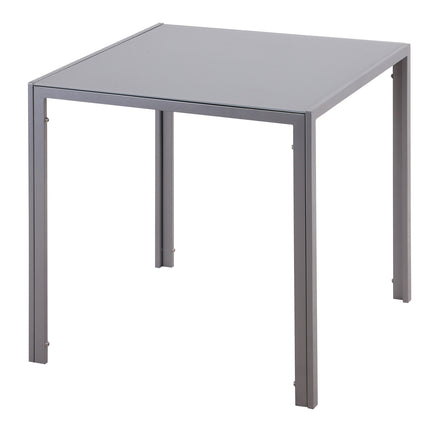 Quadratischer Esstisch für 4 Personen, Platte aus gehärtetem Glas, Grau