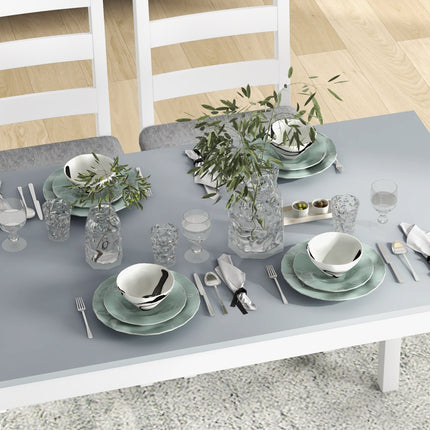 4-teiliges Esszimmer-Set aus Kiefer, Tisch mit Bank und Stühlen
