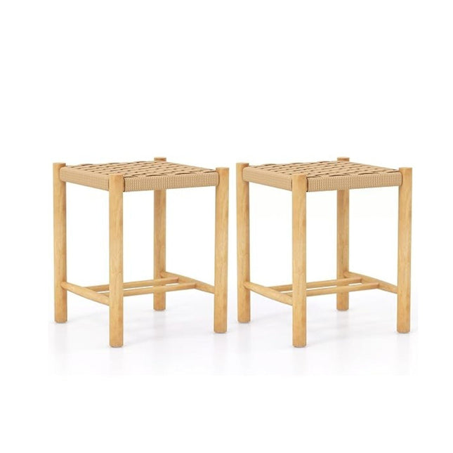 Dining Stool Set Rubberwood Frame & Braided Paper Seat 36 x 36 x 45 cm