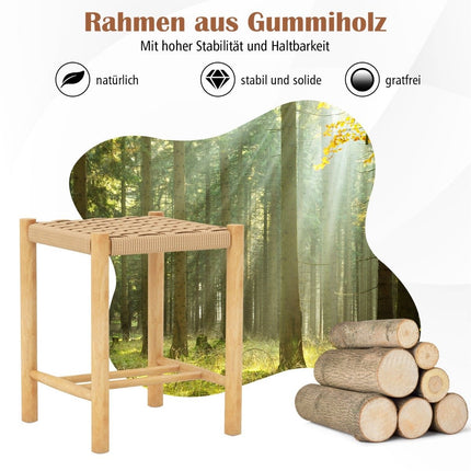 Dining Stool Set Rubberwood Frame & Braided Paper Seat 36 x 36 x 45 cm