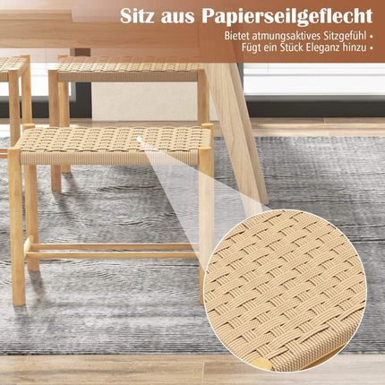 Sada jídelních stoliček konstrukce z kaučukovníku a pletený papírový sedák 56 x 36 x 45 cm