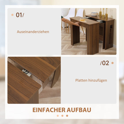 Moderner, ausziehbarer brauner Esstisch, 180 x 85 cm