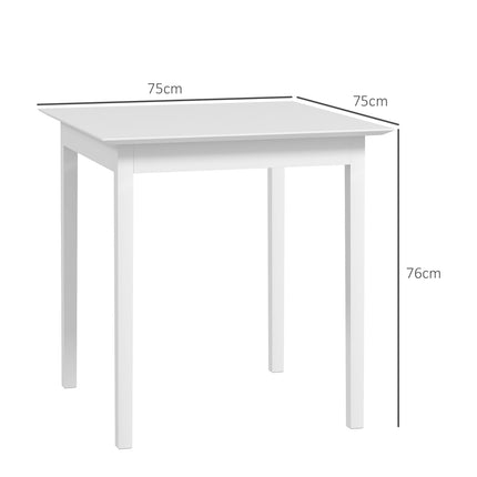 Square White wooden dining table for 2.75x75x76 cm
