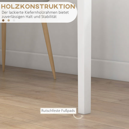 Square White wooden dining table for 2.75x75x76 cm