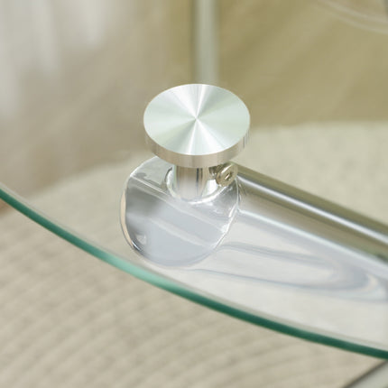 Runder Esstisch aus Glas, Stahlfuß, 4 Sitzplätze, Ø80 cm