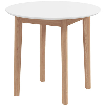 Runder Esstisch für 2, Massivholz, 75 cm, weiß lackiert