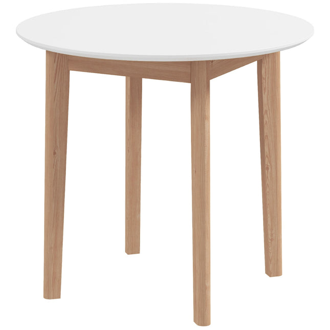 Round dining table for 2, solid wood, 75 cm, white finish