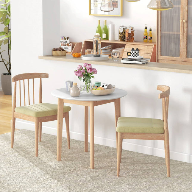 Round dining table for 2, solid wood, 75 cm, white finish