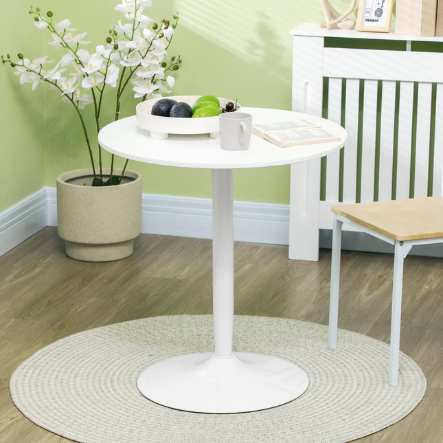 Round dining table, Modern White, Steel legs, Ø70 x 75 cm