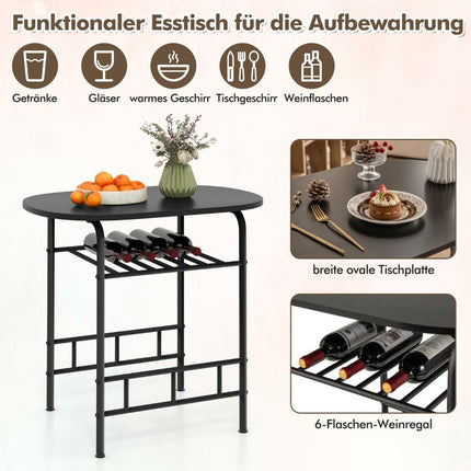 Dining Table Set with 2 Chairs, Space-Saving, Black