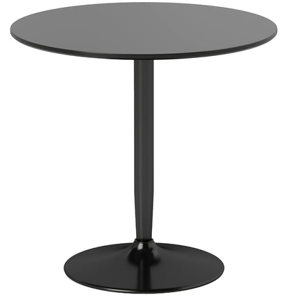 Dining Table for 2, Round 80 cm, MDF & Steel, Black