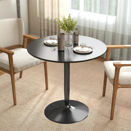 Dining Table for 2, Round 80 cm, MDF & Steel, Black