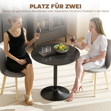 Dining Table for 2, Round 80 cm, MDF & Steel, Black