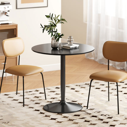 Dining Table for 2, Round 80 cm, MDF & Steel, Black