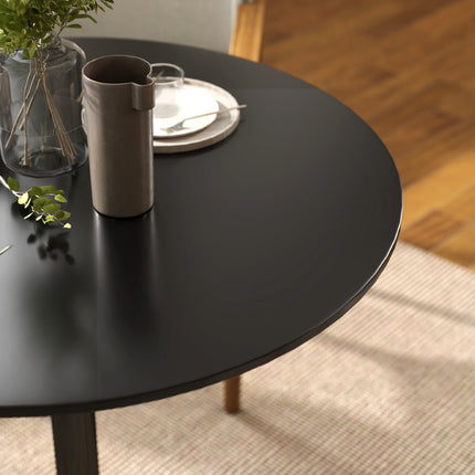 Dining Table for 2, Round 80 cm, MDF & Steel, Black