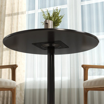 Dining Table for 2, Round 80 cm, MDF & Steel, Black