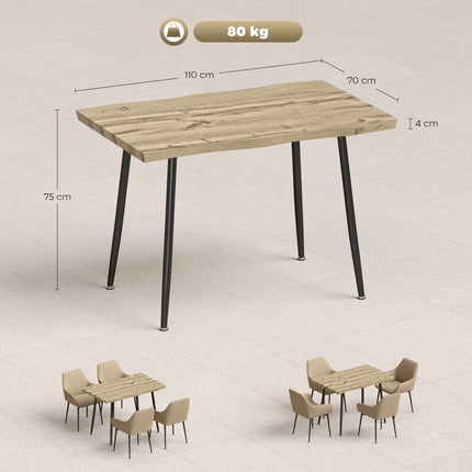 Dining Table for 4, 110 cm Oak with Steel Legs
