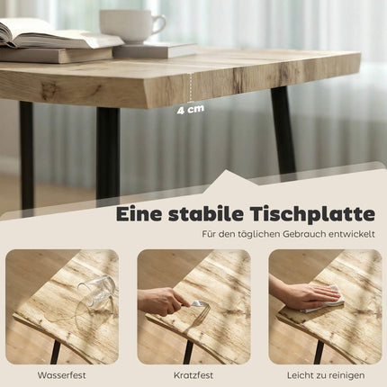 Dining Table for 4, 110 cm Oak with Steel Legs