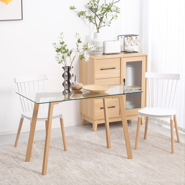 Esstisch für 4 Personen, Glasplatte, Stahlgestell, 120x60 cm