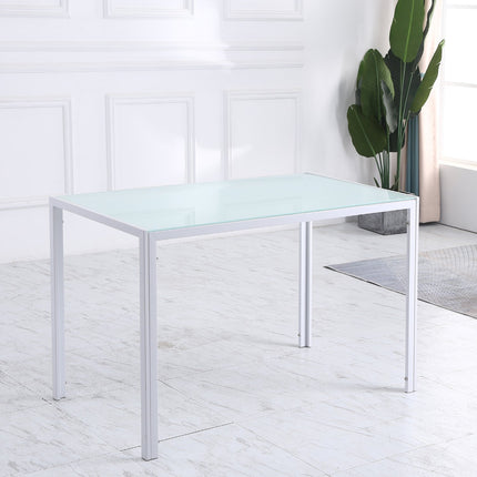 Esstisch für 4 Personen, Platte aus gehärtetem Glas, Metallbeine