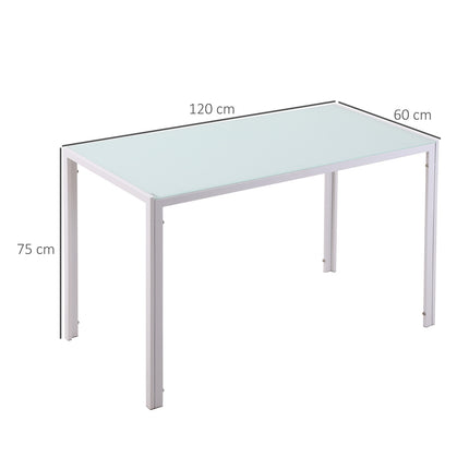 Esstisch für 4 Personen, Platte aus gehärtetem Glas, Metallbeine