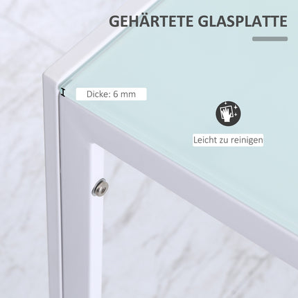 Esstisch für 4 Personen, Platte aus gehärtetem Glas, Metallbeine